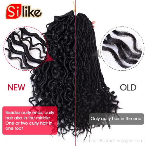 Silike Faux Locs curly Crochet Braids18 Inch Soft Natural Synthetic Hair Extension 12Stands/Pack Goddess Faux Locks Hair